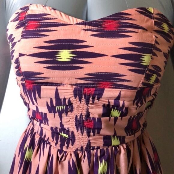MM COUTURE Strapless Dress with Bold Colors / Pattern Size Small - Picture 5 of 7